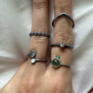 5x Pandora Silver Ring Set